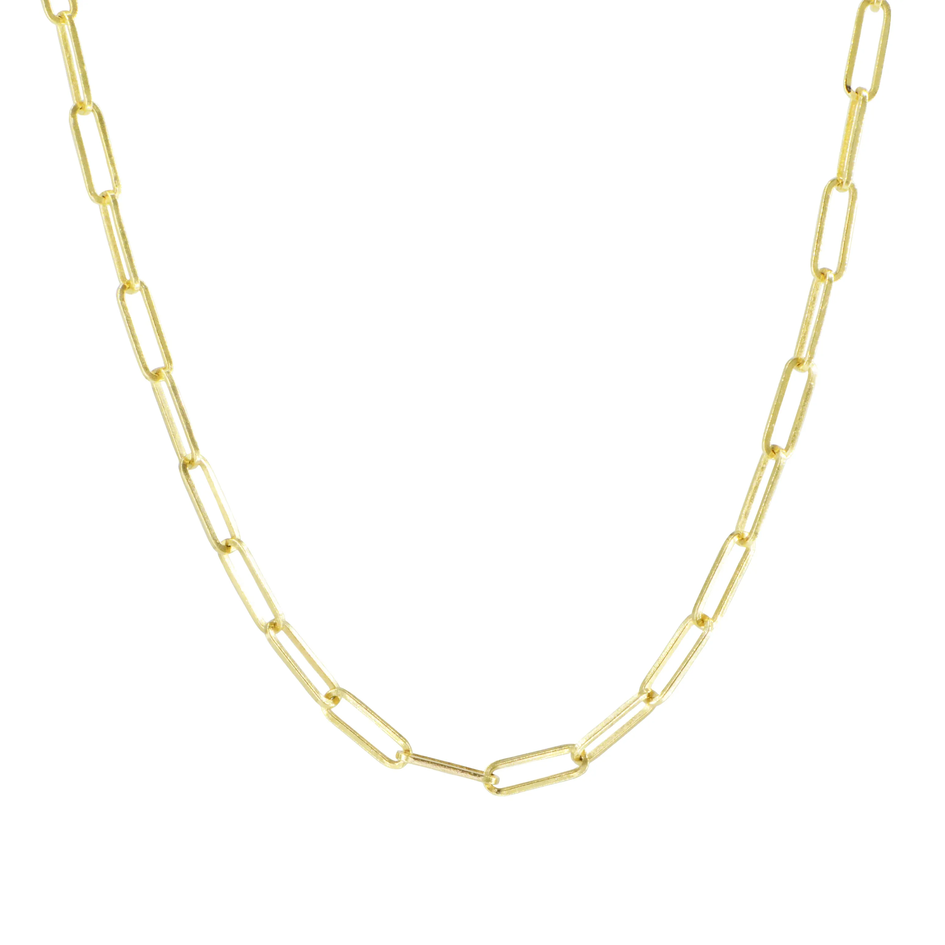 Paperclip Link Chain Necklace in 14k Gold