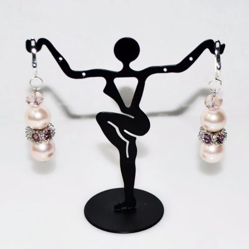 Pink shell Rhinestone Drop Earrings