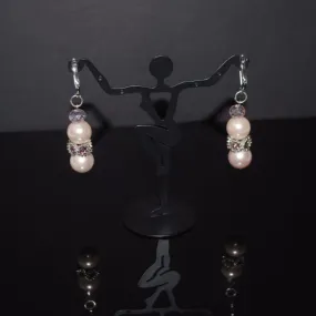 Pink shell Rhinestone Drop Earrings