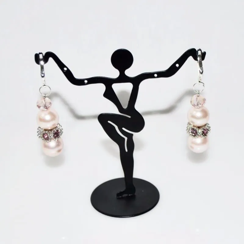 Pink shell Rhinestone Drop Earrings