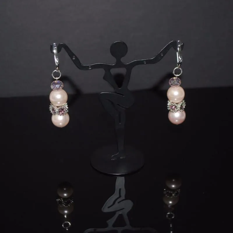 Pink shell Rhinestone Drop Earrings