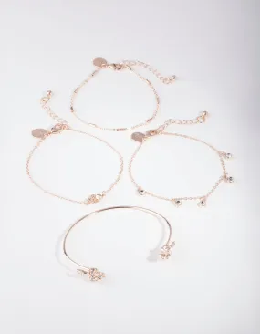 Rose Gold Ditsy Flower Bracelet 4-Pack