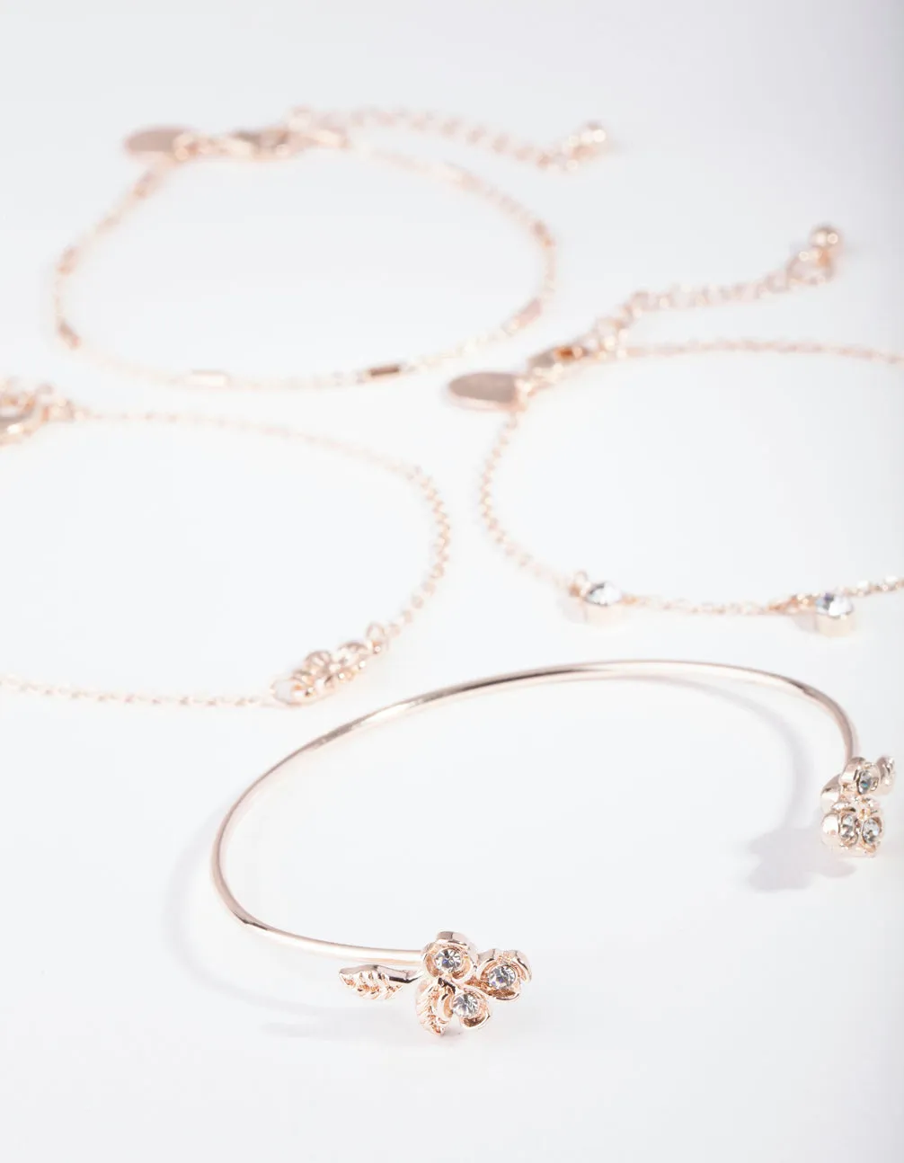 Rose Gold Ditsy Flower Bracelet 4-Pack
