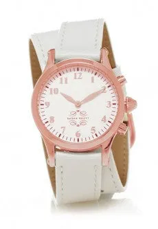 Rose Gold Round Watch with Double Wrap Strap