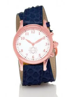 Rose Gold Round Watch with Double Wrap Strap