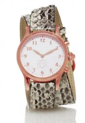 Rose Gold Round Watch with Double Wrap Strap