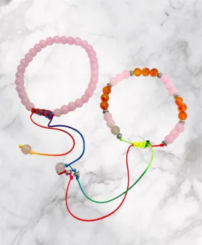 Rose Quartz & Carnelian Adjustable Bracelets