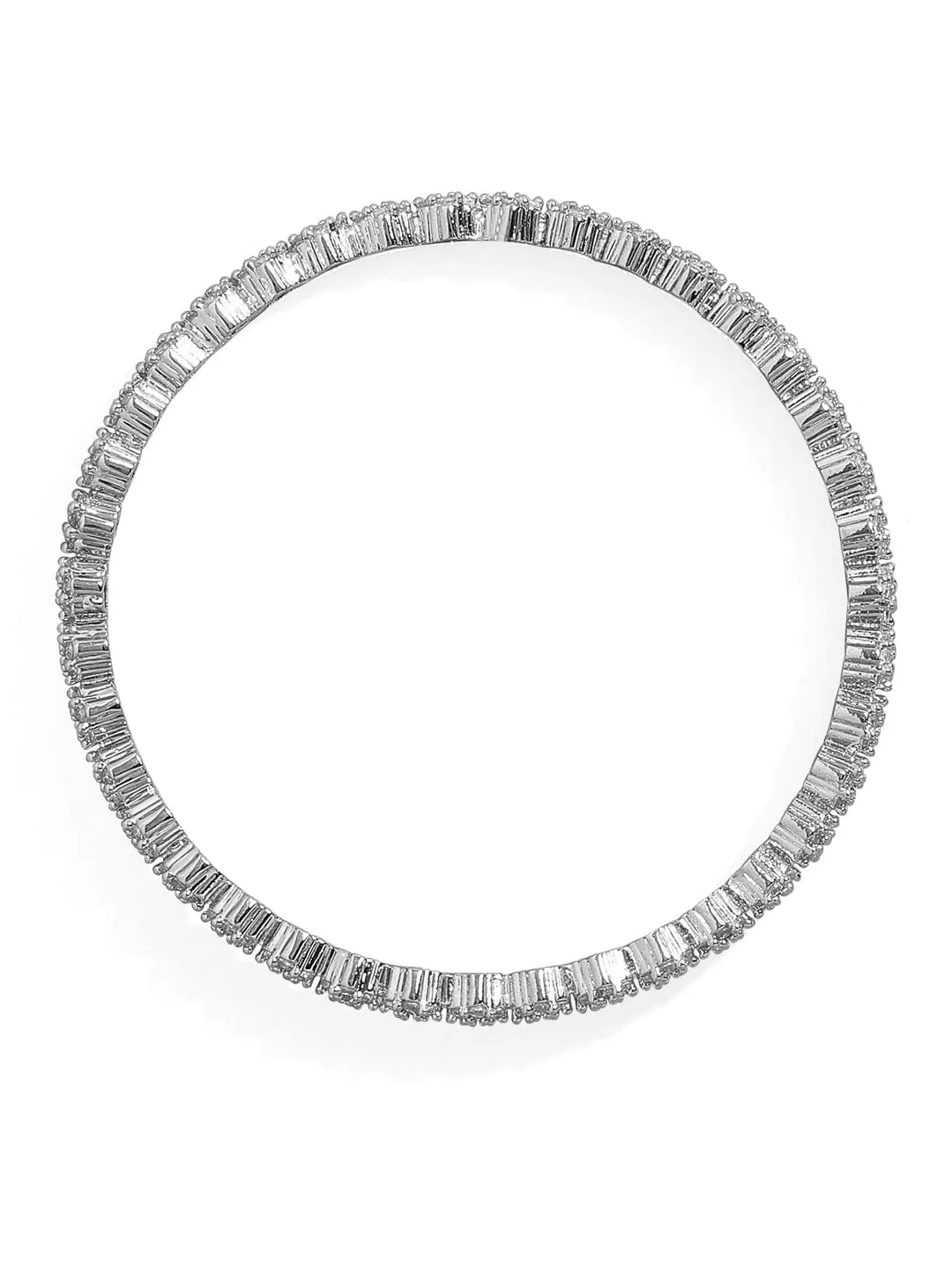Rubans Set of 2 Silver-Plated Zirconia Stone Studded Bangles