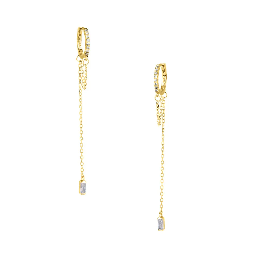 S925 Silver Circle Chain Zirconia Drop Earrings