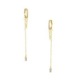 S925 Silver Circle Chain Zirconia Drop Earrings