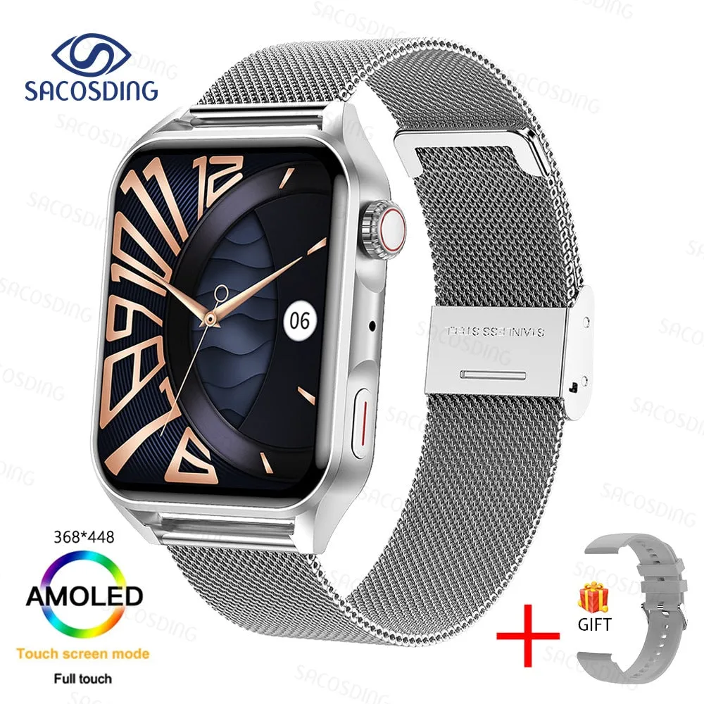 SACOSDING New Sport Smartwatch Men Women AMOLED Screen  Bluetooth Call Always Display The Time HeartRate Smart Watch For Android