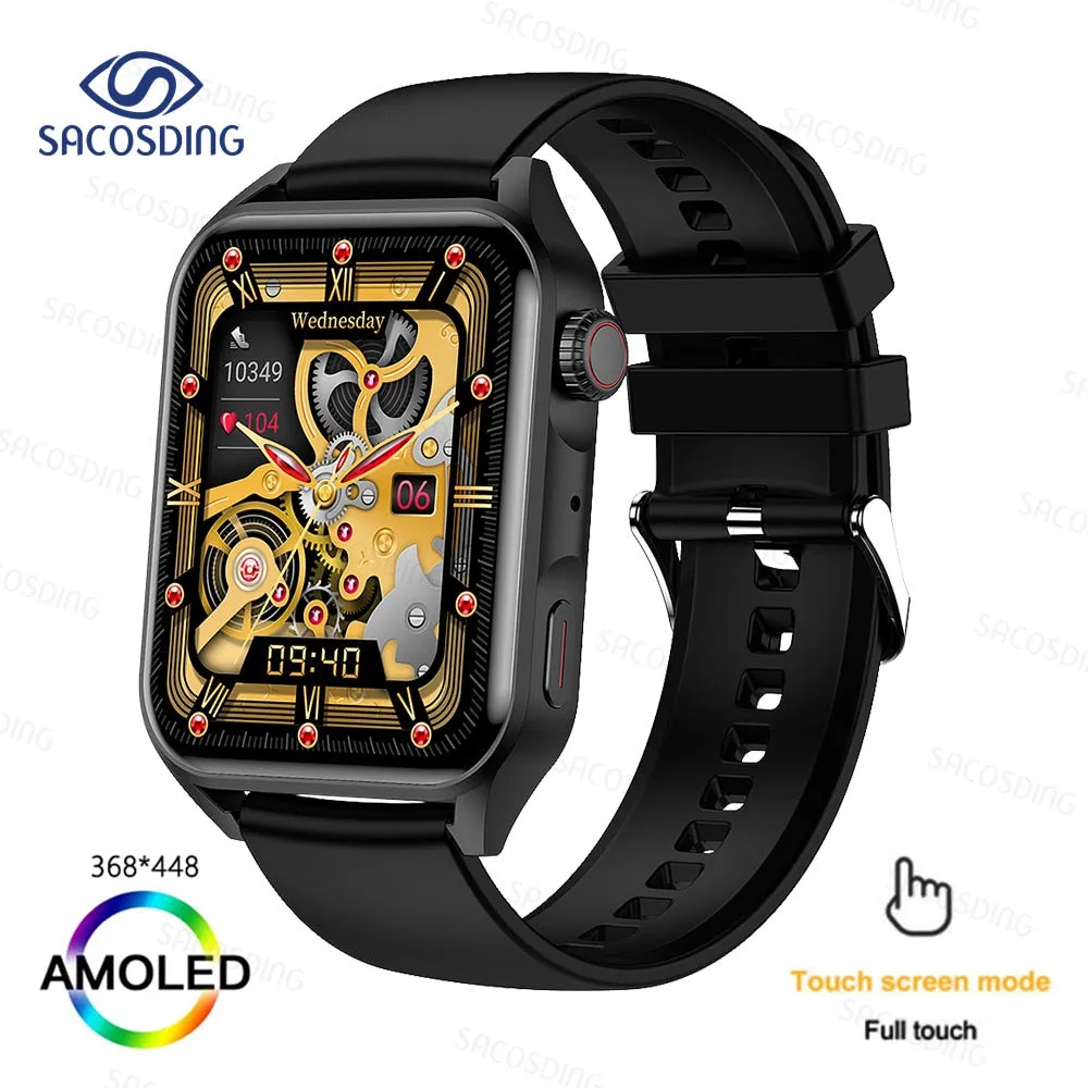 SACOSDING New Sport Smartwatch Men Women AMOLED Screen  Bluetooth Call Always Display The Time HeartRate Smart Watch For Android