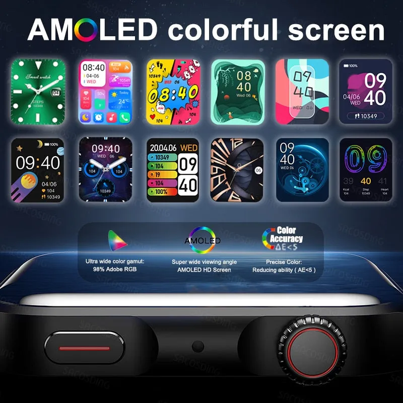 SACOSDING New Sport Smartwatch Men Women AMOLED Screen  Bluetooth Call Always Display The Time HeartRate Smart Watch For Android