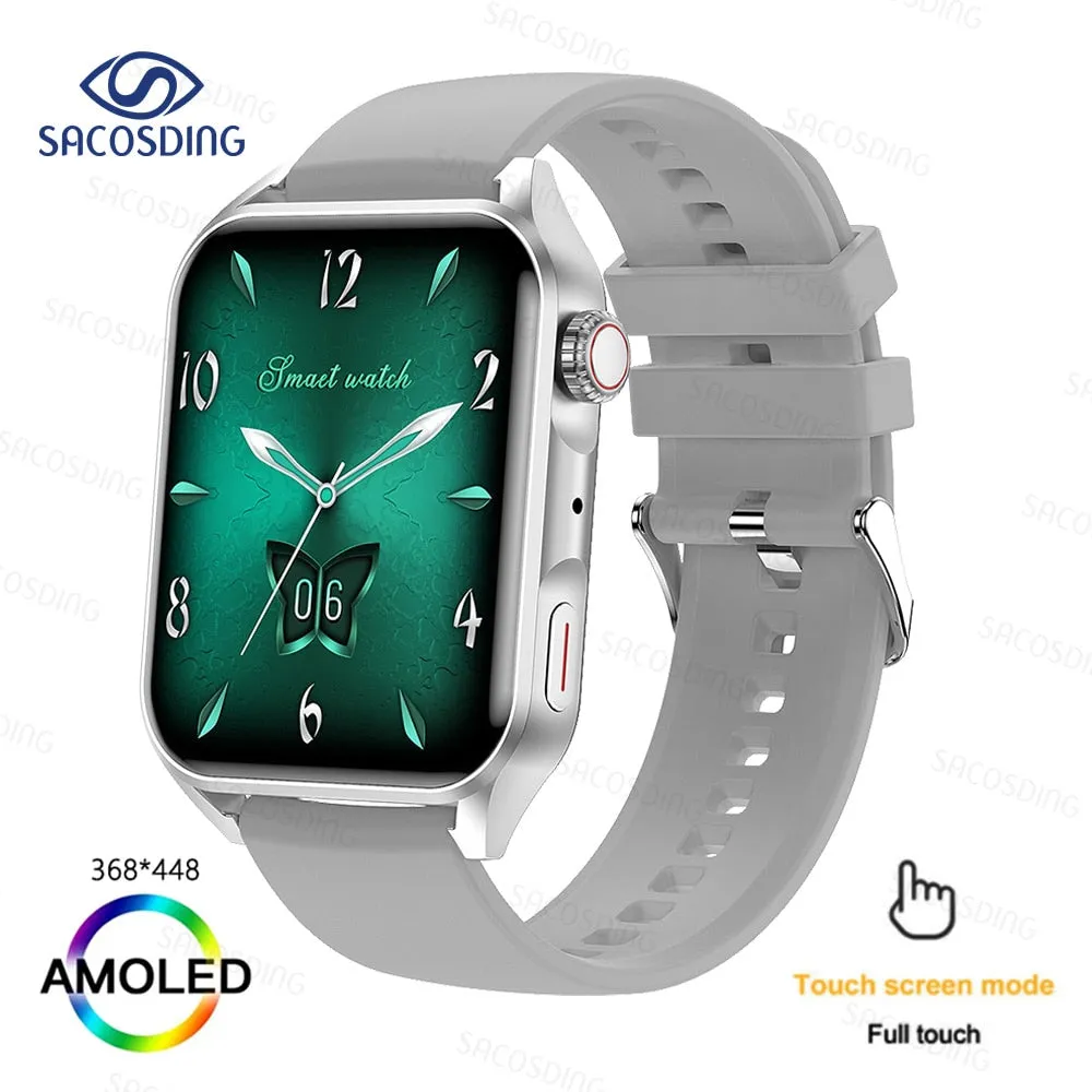 SACOSDING New Sport Smartwatch Men Women AMOLED Screen  Bluetooth Call Always Display The Time HeartRate Smart Watch For Android