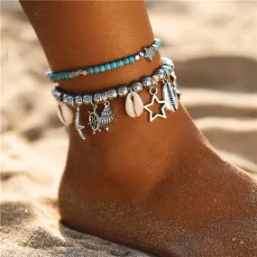Save Ocean Animals Jewelry | Boho Anklet Seashell Starfish