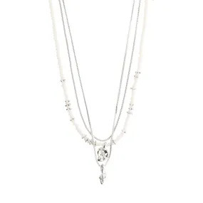 SEA necklace, 3-in-1 set, white/silver-plated