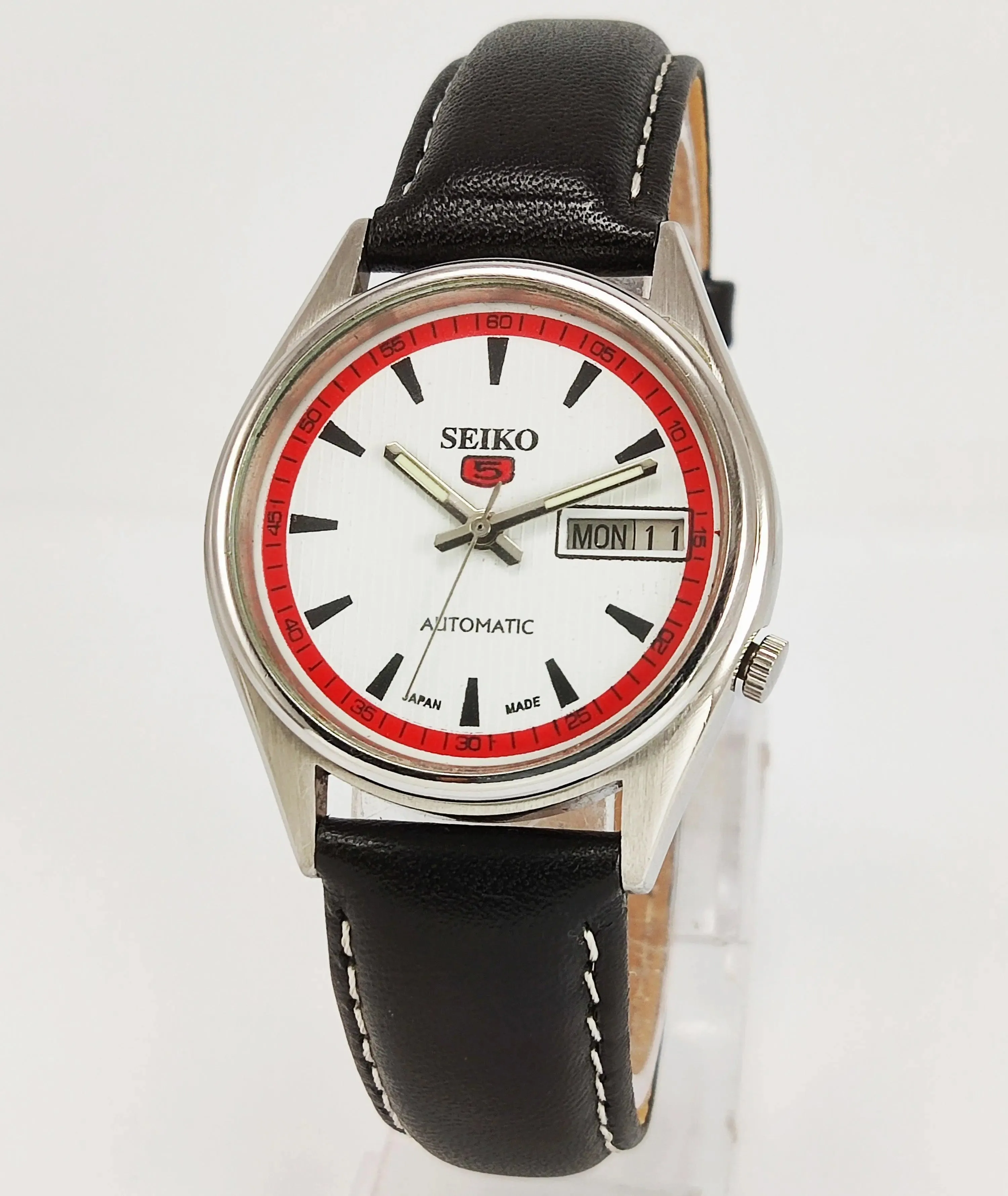 Seiko 5 Automatic-7009A White Color Dial 17 Jewels Day Date Men's Wrist Watch