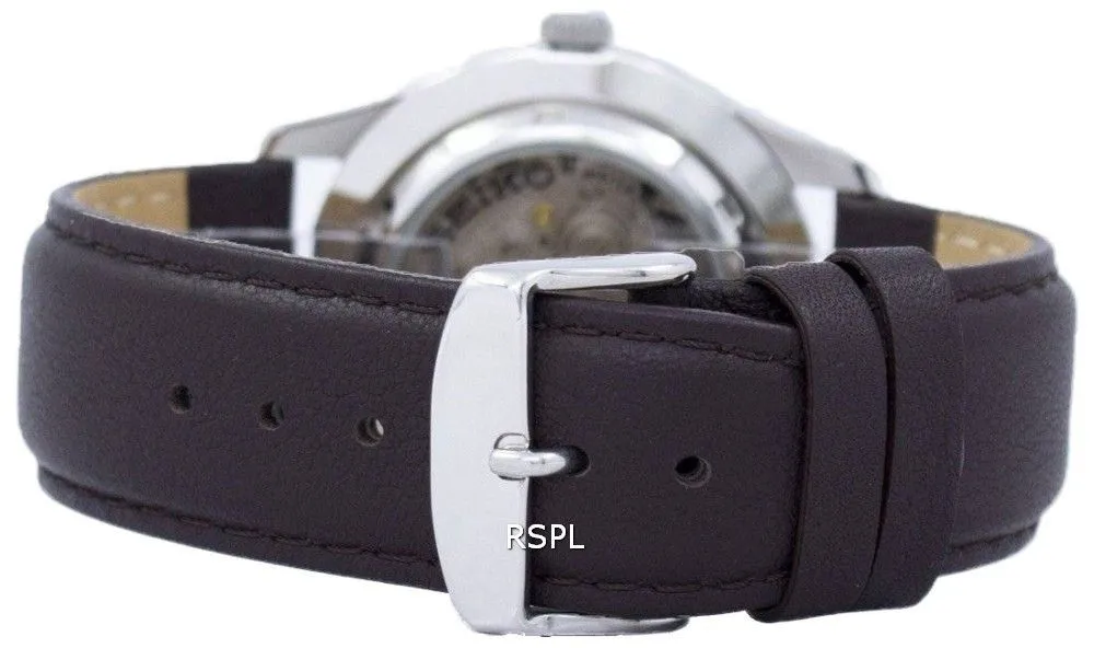 Seiko 5 Sports Automatic Japan Made Ratio Dark Brown Leather SNZG15J1-LS11 Men's Watch