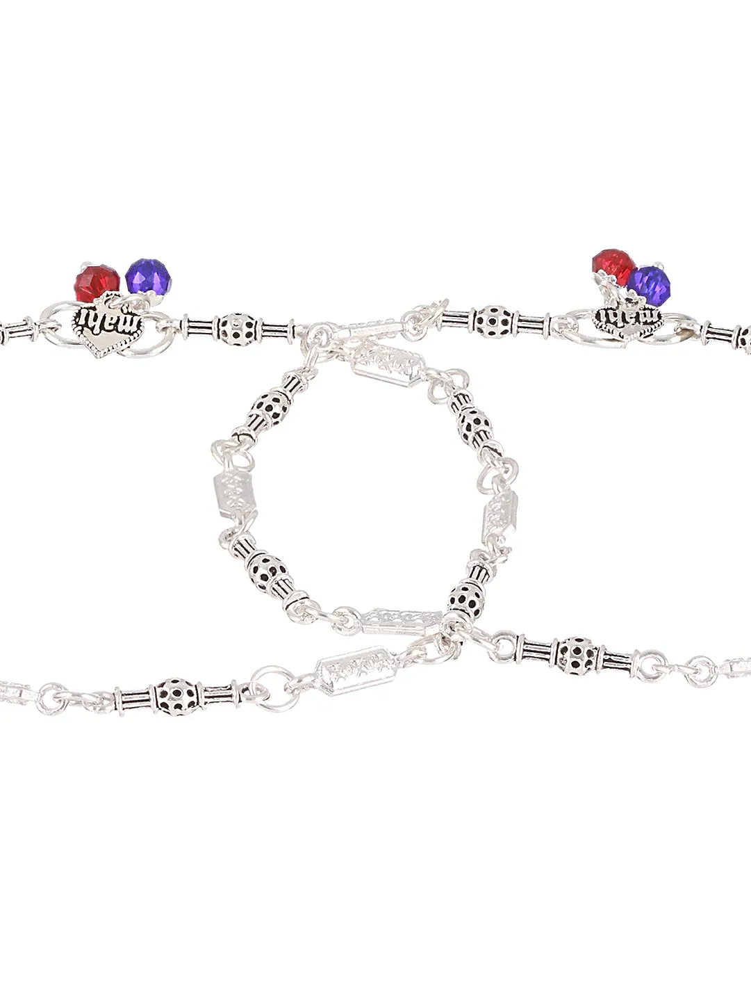 Set Of 2 Silver-Plated Anklets