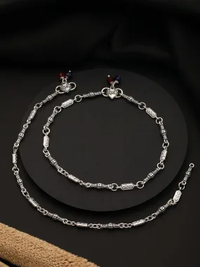 Set Of 2 Silver-Plated Anklets