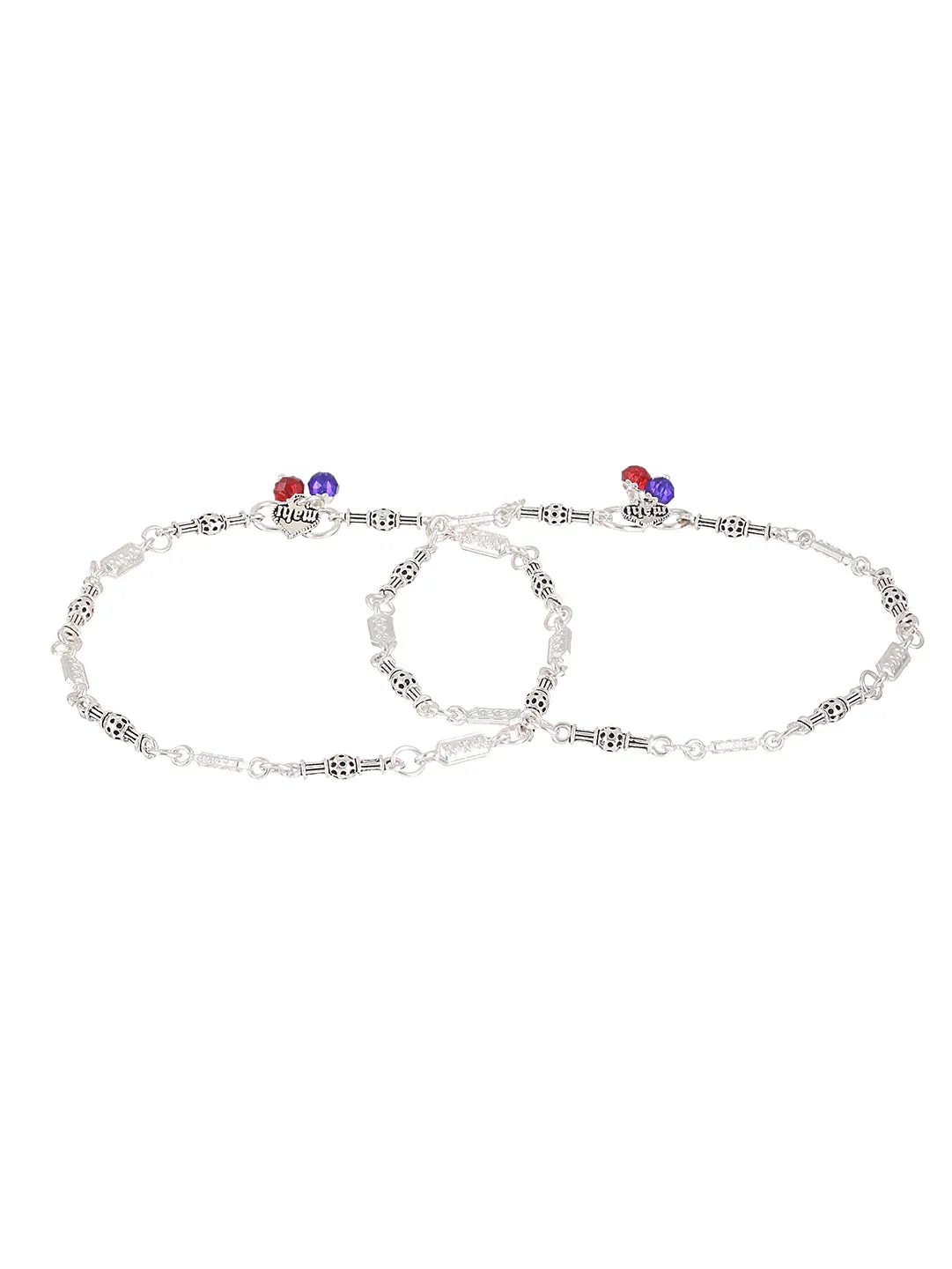 Set Of 2 Silver-Plated Anklets