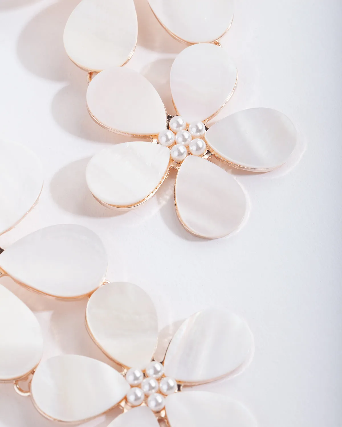 Shell Double Flower Drop Earring