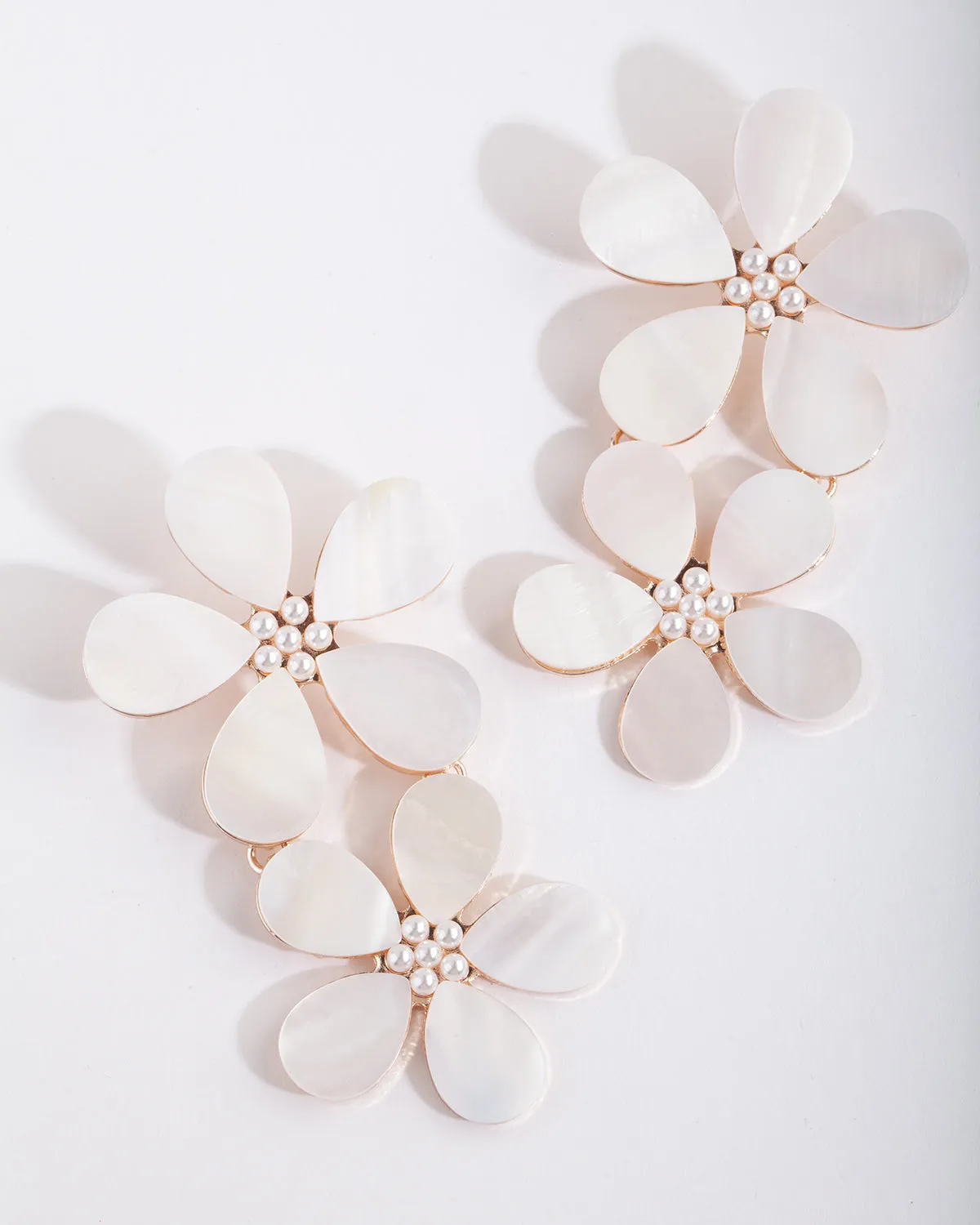 Shell Double Flower Drop Earring