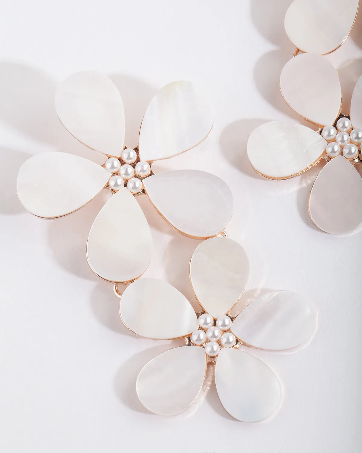 Shell Double Flower Drop Earring