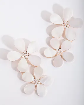 Shell Double Flower Drop Earring