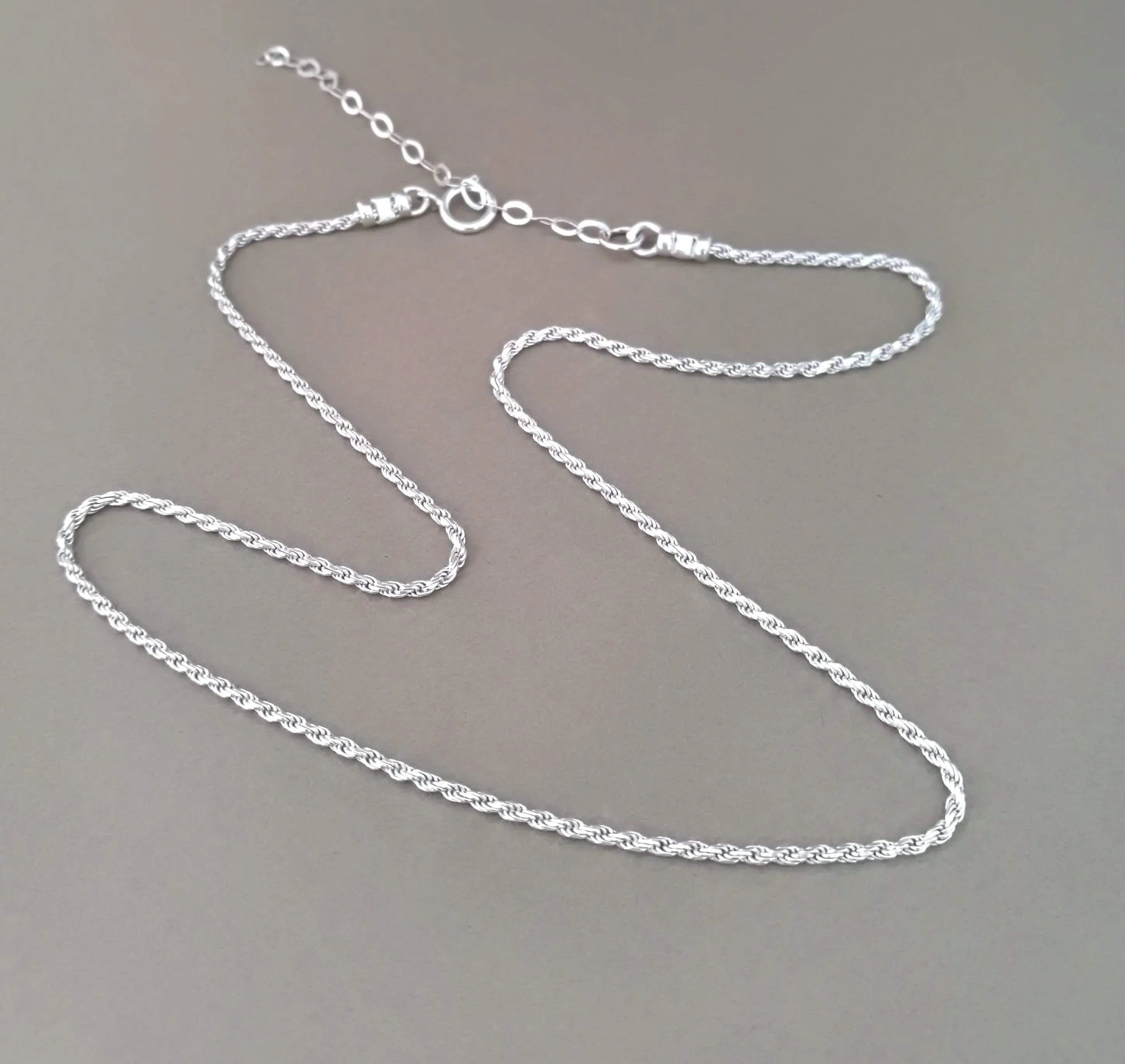 Silver Rope Choker and Dot Necklace - Set Of 2 Silver Necklaces