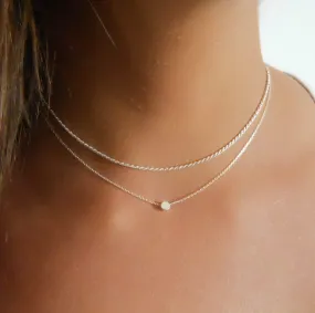 Silver Rope Choker and Dot Necklace - Set Of 2 Silver Necklaces