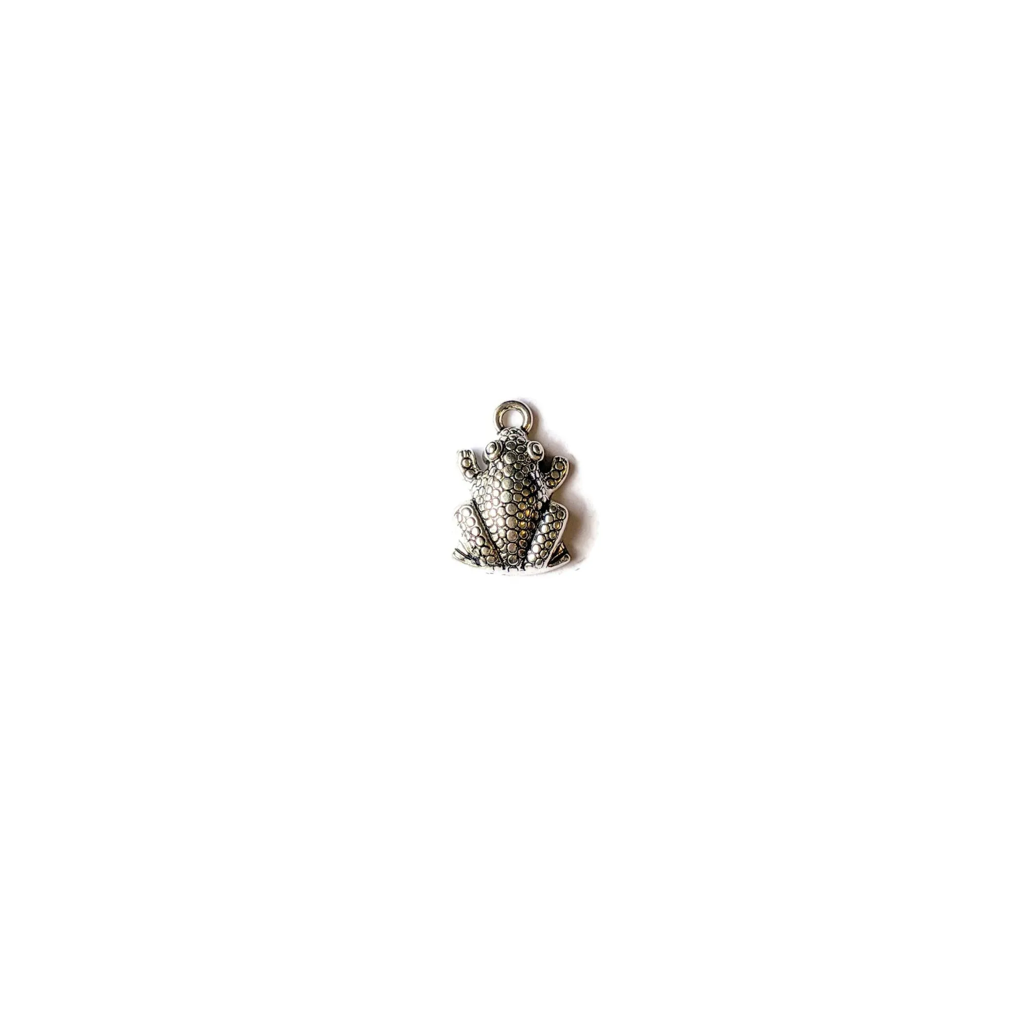 Silver Sitting Frog Charm