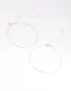 Silver Twisted Anklet Set
