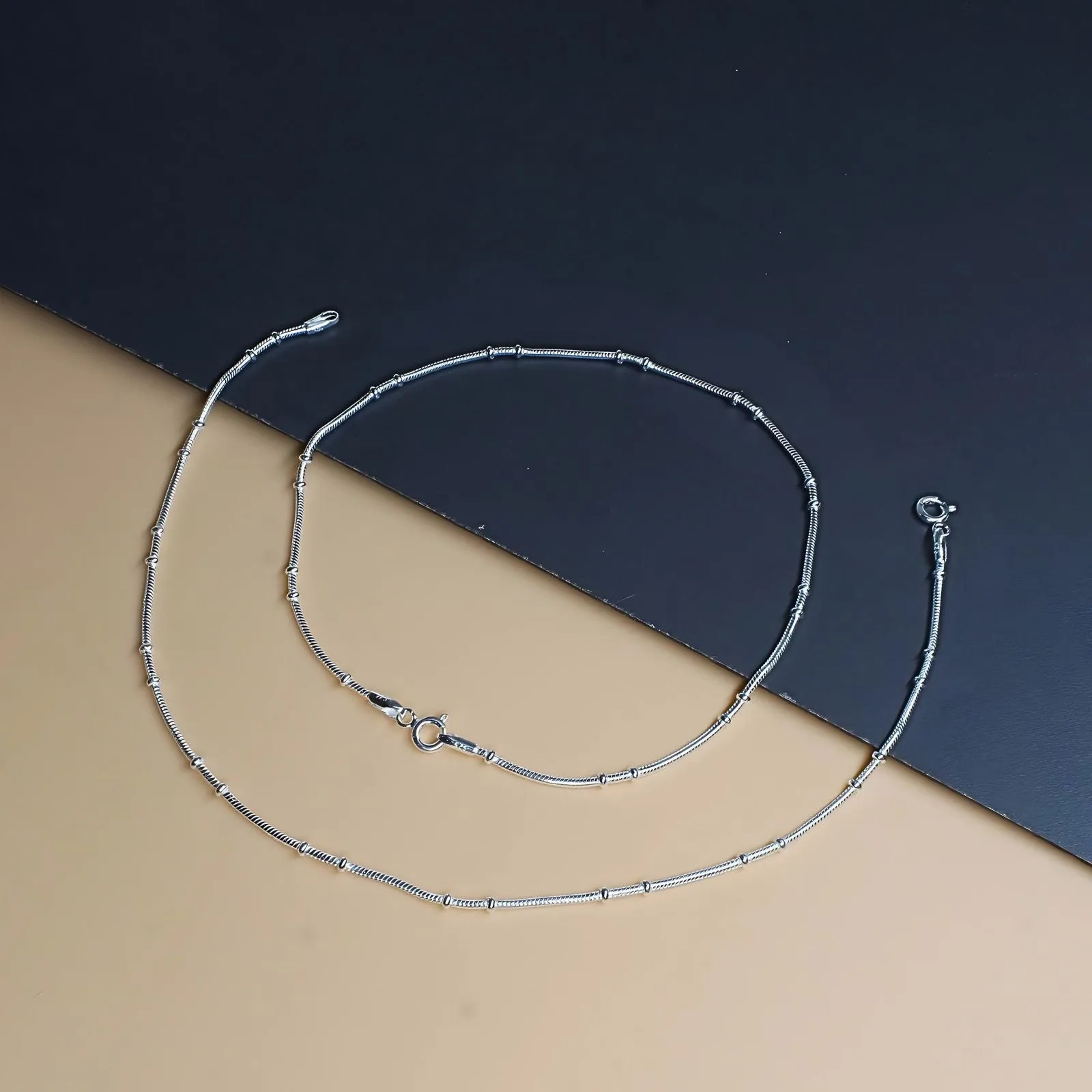 Small Ball Beaded 925 Silver Girlish Anklets Ankle Bracelet 10.3"