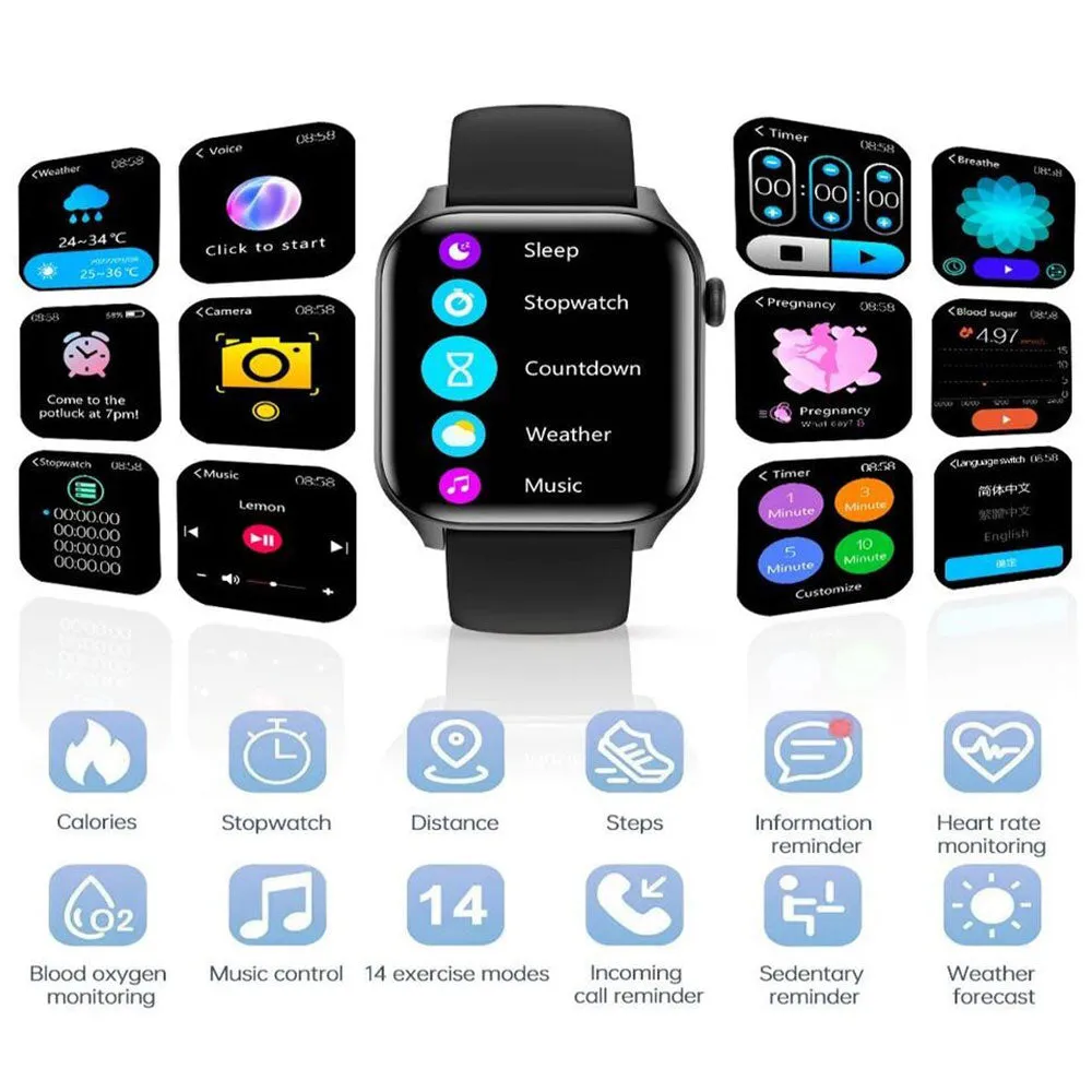 Smart Watch Fitness Tracker Heart Rate Sleep Monitor Water Resistant Sports Watch for Android iOS Pink