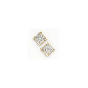 Solid 14kt Yellow Gold .25 Carat Micro Pav ﾬ Genuine Diamond Earrings