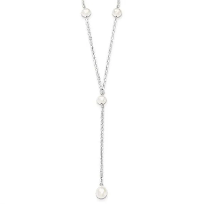 Sterling Silver Cultured White Freshwater Pearl Drop Necklace