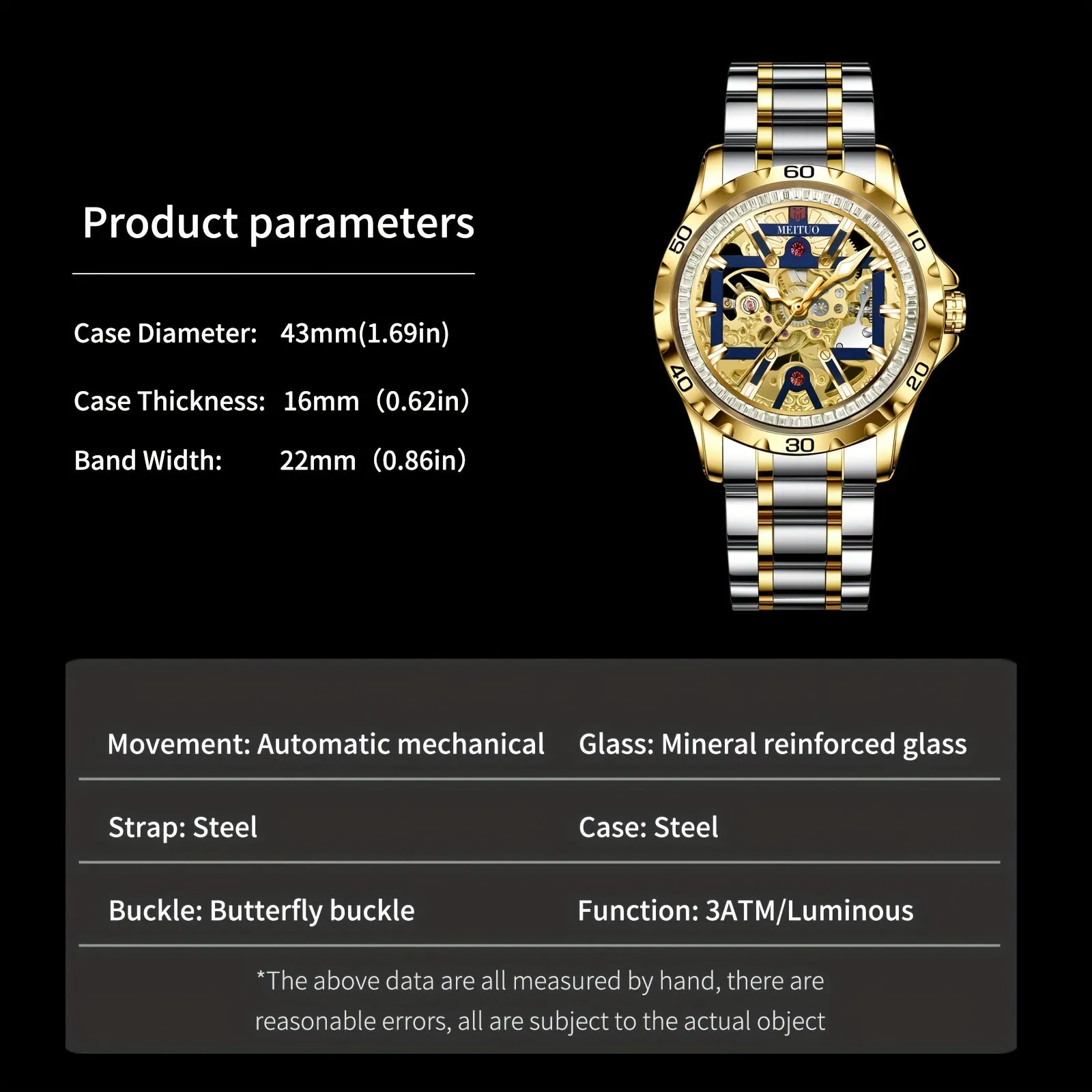 Stylish Automatic Rhinestone Watches Waterproof with Silicone Strap