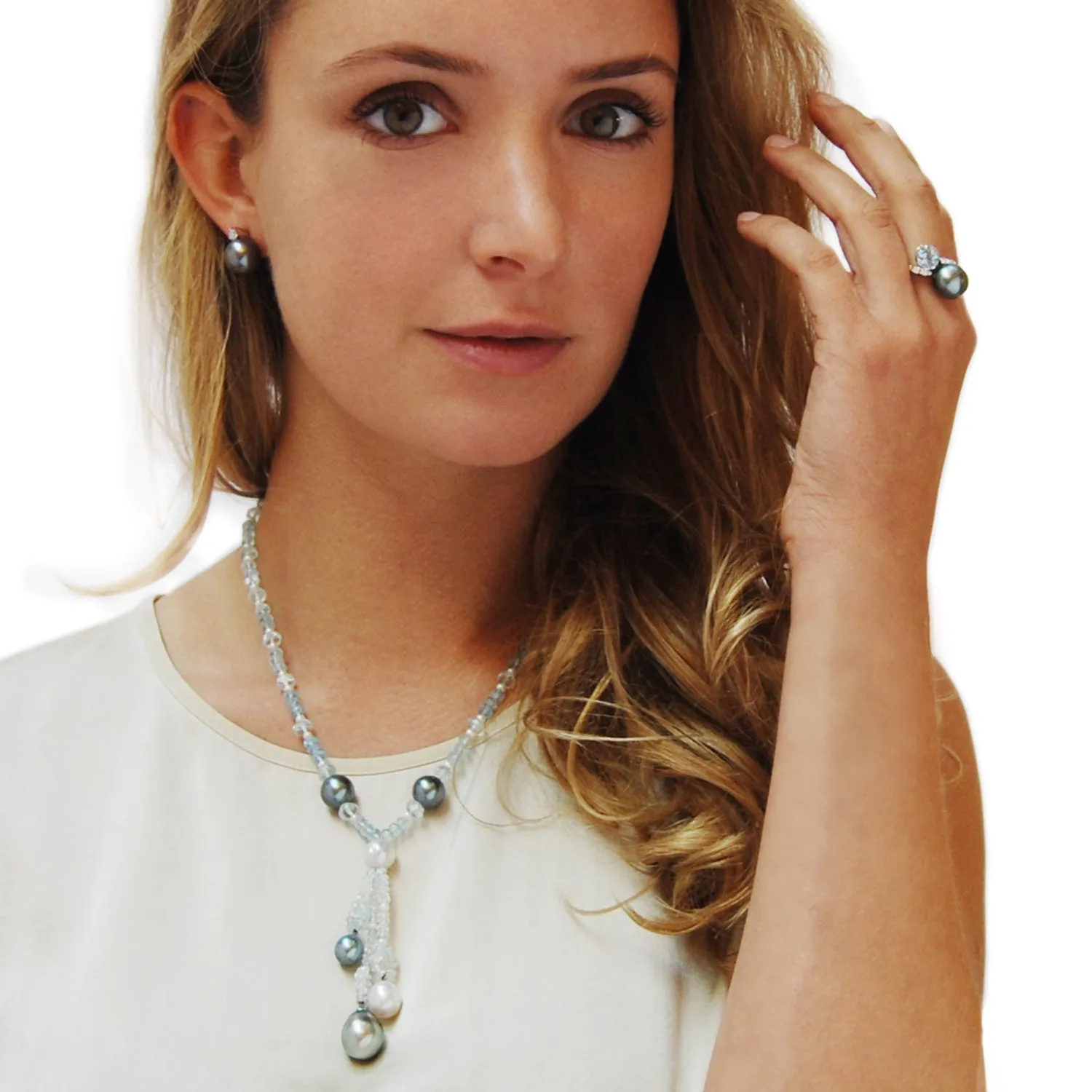 Tahitian & South Sea Pearl, Aquamarine Necklace