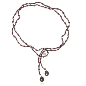 Tahitian Pearl & Garnet 'Melograno' Lariat Necklace