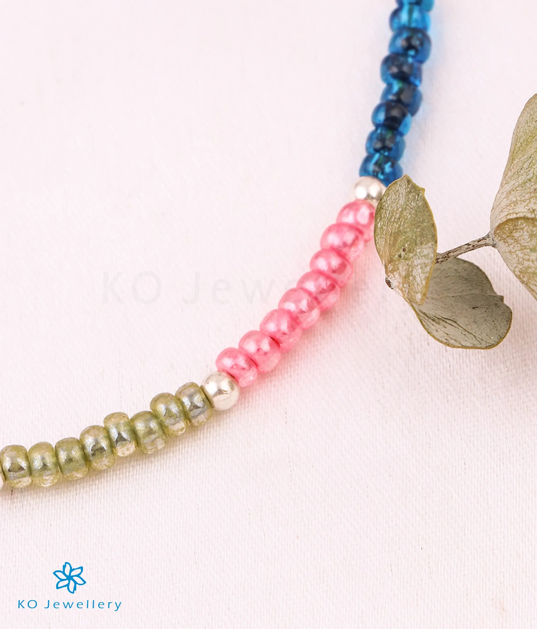 The Vividha Silver Bead Anklets