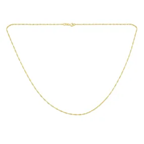 Thin 1.5MM Singapore Twisted Rope Chain Necklace 14K Gold Plated Silver Italian