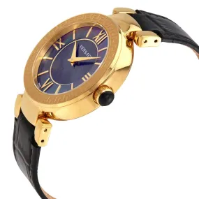 Versace Leda Black Mother of Pearl Black Leather Ladies Watch VNC200017