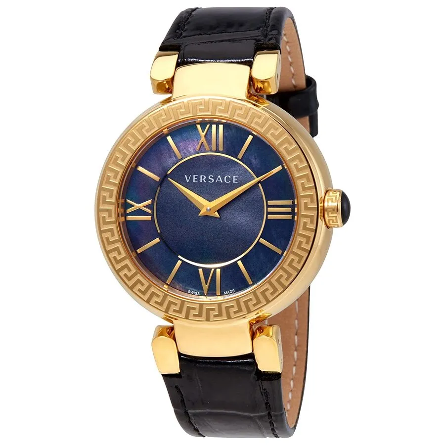 Versace Leda Black Mother of Pearl Black Leather Ladies Watch VNC200017
