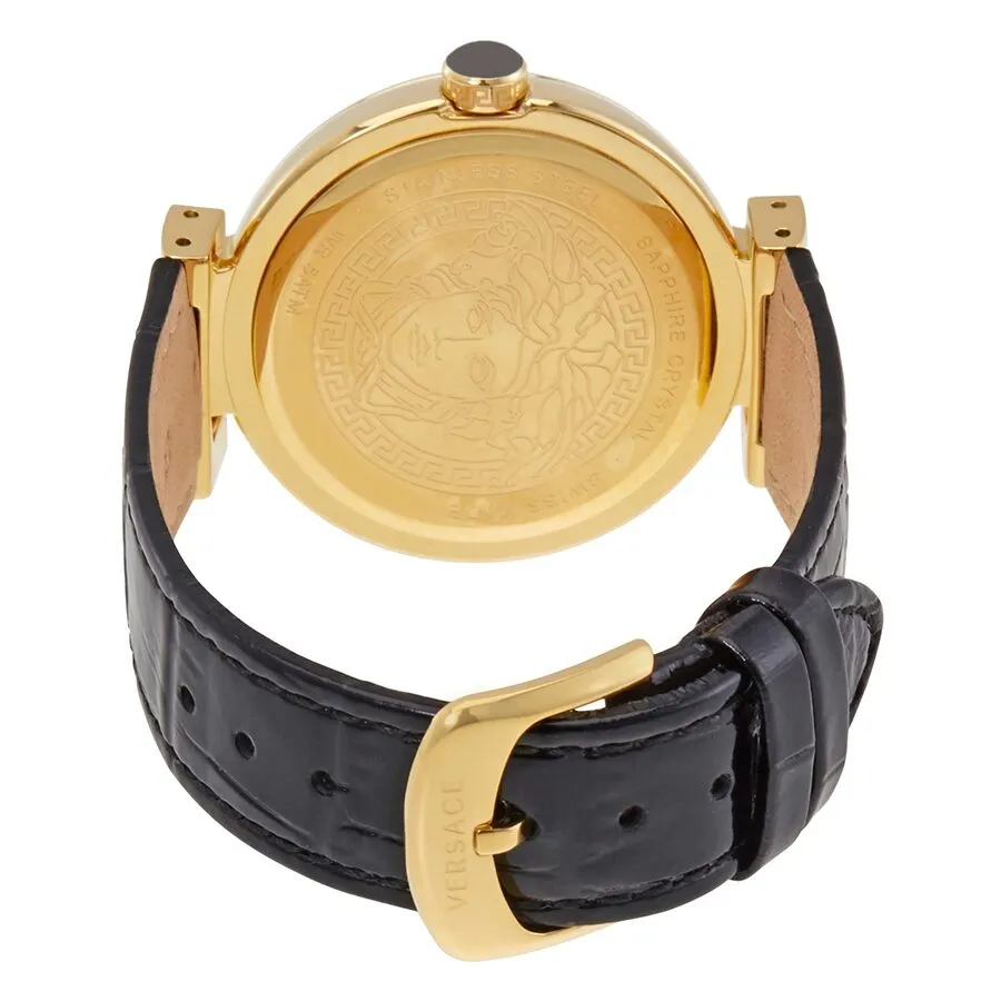 Versace Leda Black Mother of Pearl Black Leather Ladies Watch VNC200017