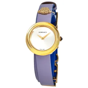 Versace V-Flare Silver Dial Purple Leather Ladies Watch VEBN00318