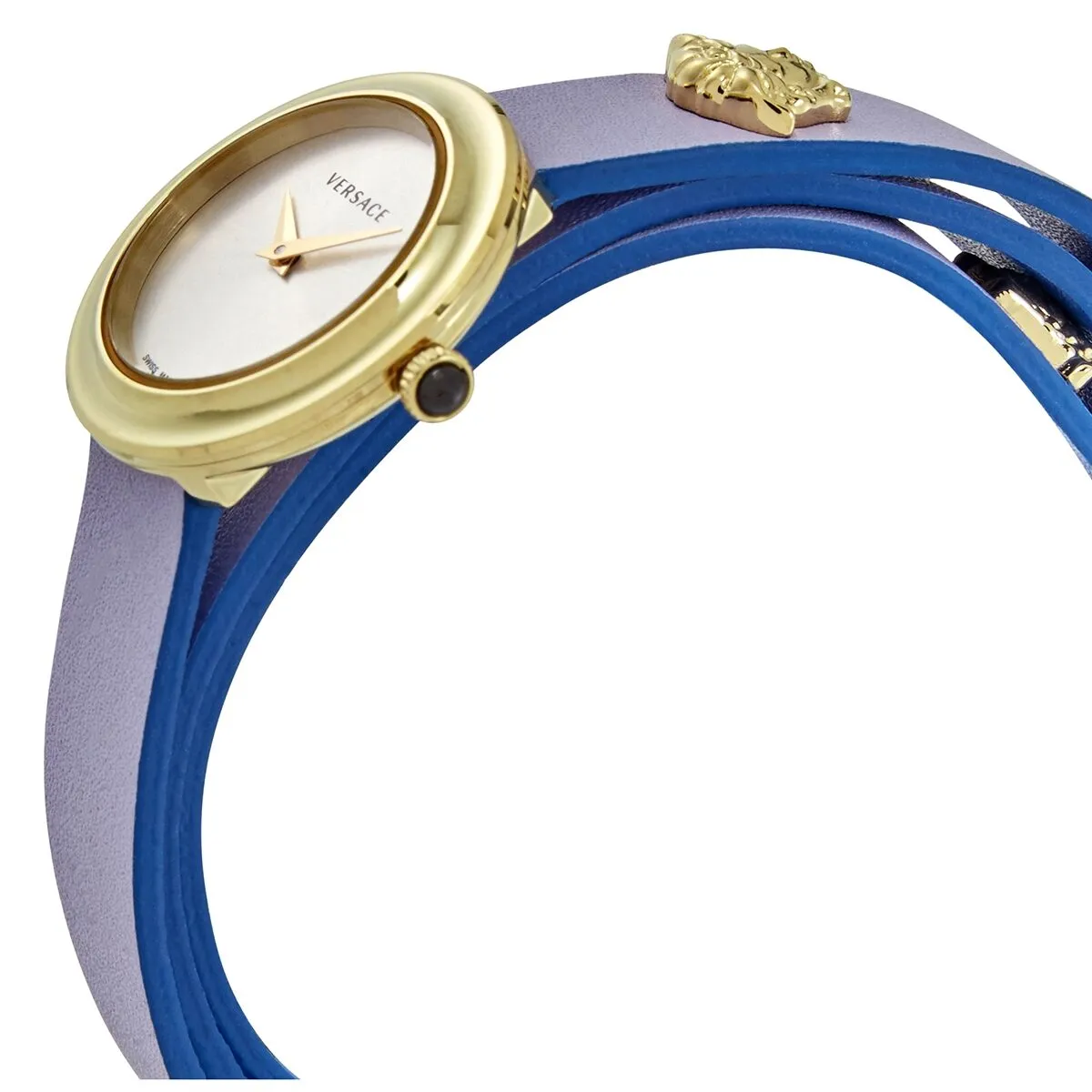 Versace V-Flare Silver Dial Purple Leather Ladies Watch VEBN00318