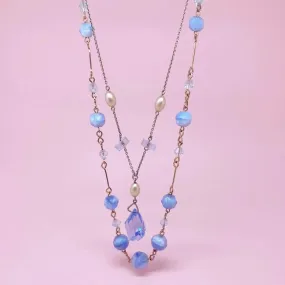 Vintage 1930s Blue Drop Necklace Set