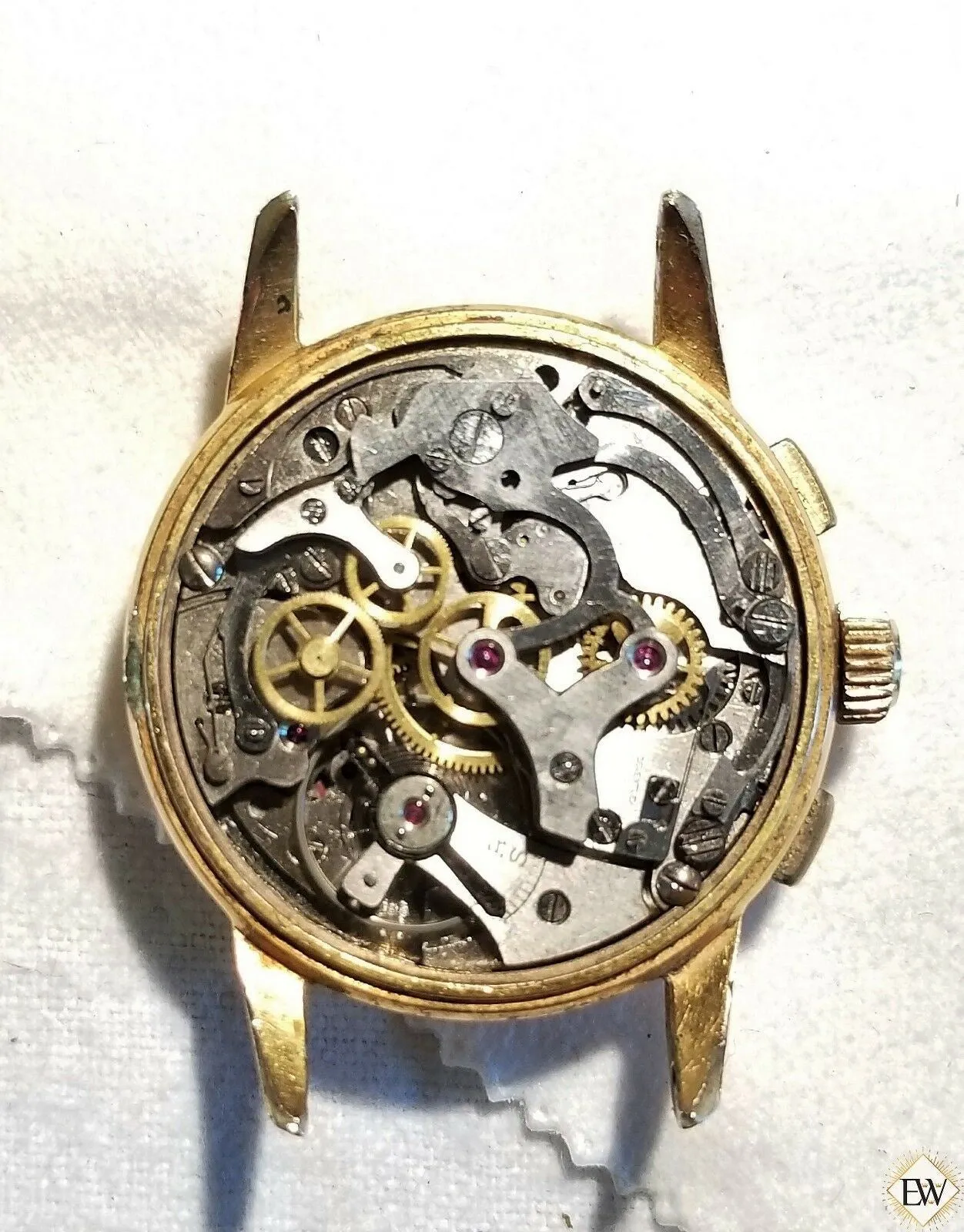 Vintage Rare Enicar Pre Sherpa Chronograph Gold Plated Venus 188 17J Mens Watch