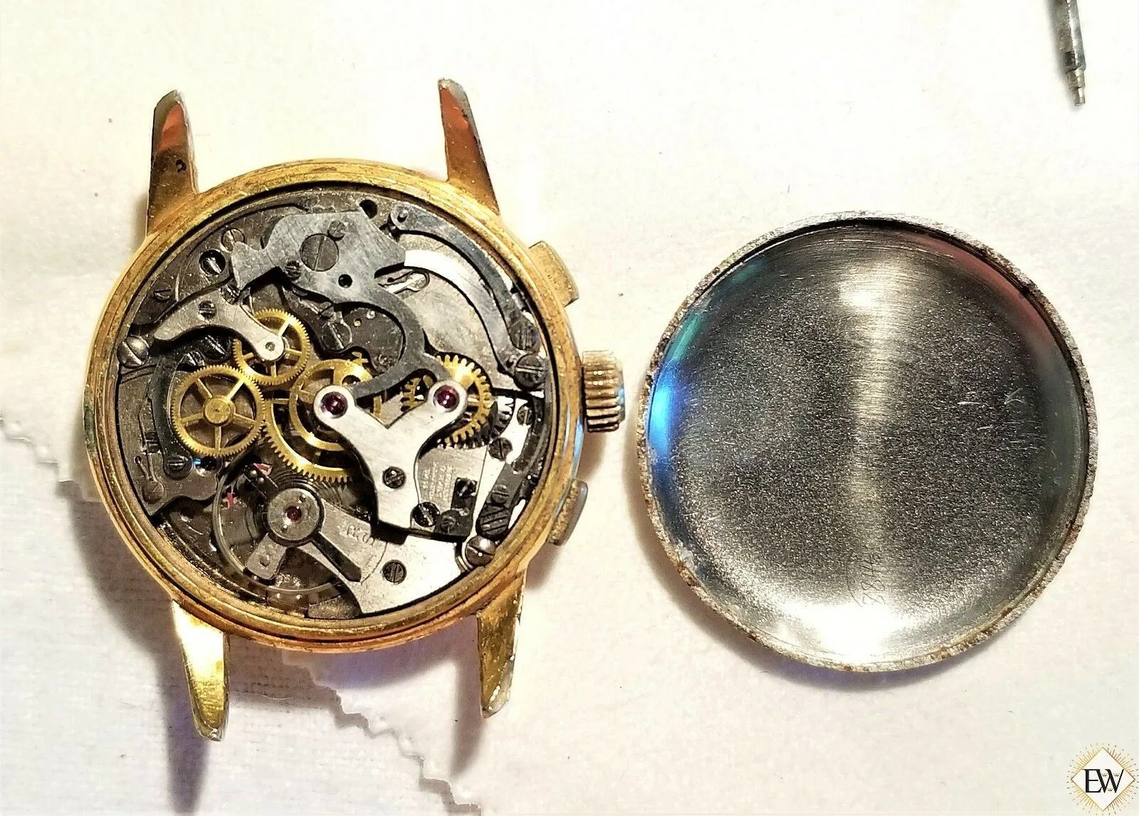 Vintage Rare Enicar Pre Sherpa Chronograph Gold Plated Venus 188 17J Mens Watch